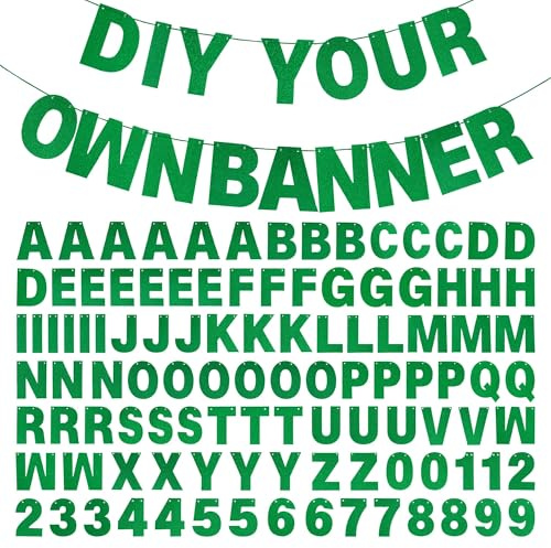 Kit de bannière à faire soi-même avec lettres et lettres à paillettes – Bannières vertes personnalisables pour anniversaire, remise de diplôme, fête de mariage, décoration de fête prénatale (vert)
