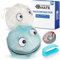 WASHMONSTER Haarfänger für Waschmaschine, Wäschetrockner, 2 Sets, Blau und Weiss, Haarfilter für Tierhaare, Menschenhaare, Flusensieb Fusseln, Ø 106 mm Waschball mit Wäscheperlen, Waschkugel Haarsieb