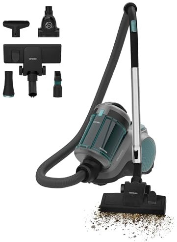 Cecotec Aspiradora de Trineo con o sin Bolsa Conga Rockstar Cyclonic Powerbag. 900W, Succión Potente de 175AW y 20Kpa, Depósito 2L, Fácil de Vaciar e Higiénico, Radio de Acción 10m, 4 Accesorios