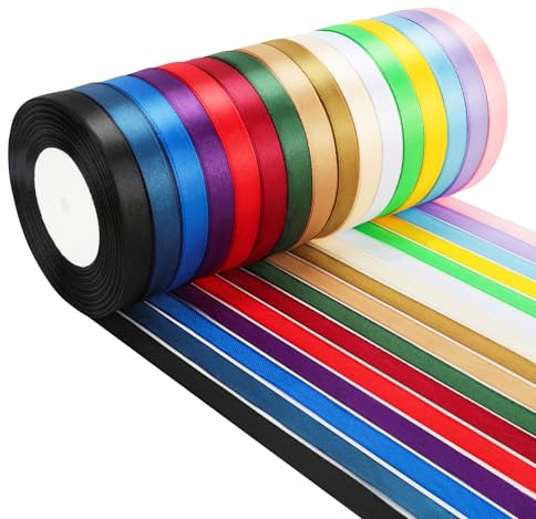 NESCCI 400 Yards Ribbon,3/8 Inch Satin Ribbon,Single Face Satin Ribbons, Perfect for Gift Wrapping,Wedding Decoration,Handmade Bows,Wrapping Bouquet and More