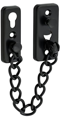 Mooche Door Chain Lock, Door Latch Guard with Spring Anti-Theft Press Lock, Stainless Steel Safety Chain Bolt for Interior Front Toilet Barn Fence Garage (Black)