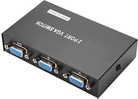 Sunydog VGA -switcher, 2 i 1 Ut VGA -switcher -splitter för 2 Datorer Till 1 Bildskärm, Uppnår Datasynkronisering med Plug and Play, Ingen Dataförlust