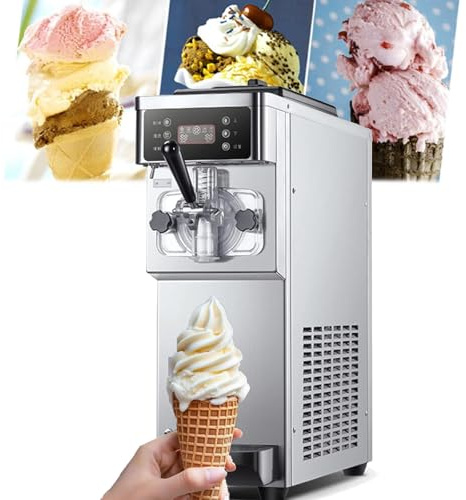 Macchina Per Gelato Commerciale Da 1200 W, Macchine Per Gelato Soft Da 12-16 L/h, Congelamento Rapido Con Un Solo Clic + Pulizia Automatica, Con Schermo LCD, Capacità Tramoggia 3,2 L, Per Bar, Pasticc