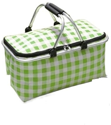Cesta Picnic Cesta de picnic plegable for exteriores, bolsa térmica portátil con aislamiento térmico de aluminio for camping, barbacoa y viajes.(Green)