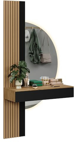 ViccoSminkbordMelina,Ek/svart,100 cm med LED-spegel