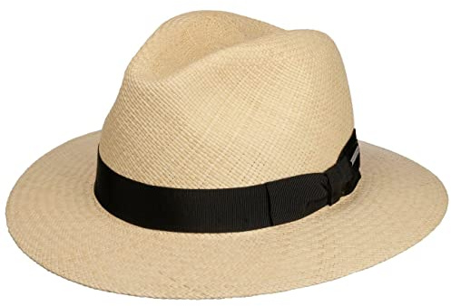 Stetson Marcellus Panama Traveller Hut Herren Made in Ecuador Panamastroh Futter Stoff Ripsband Schleife Frühjahr Sommer Natur XL (60-61 cm)