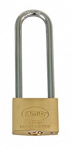 Amig - Cadenas de sécurité | Comprend 2 clés | Arc extra long | Laiton et arc en acier traité | Pour casiers de gym, portes, armoires, valises, sacs à dos | Double fermeture | Largeur : 40 mm