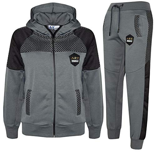 A2Z 4 Kids Pojkar Flickor Träningsdräkt Sport Joggingsdräkt A2Z Original Mesh - T.S Mesh 304 Charcoal 5-6