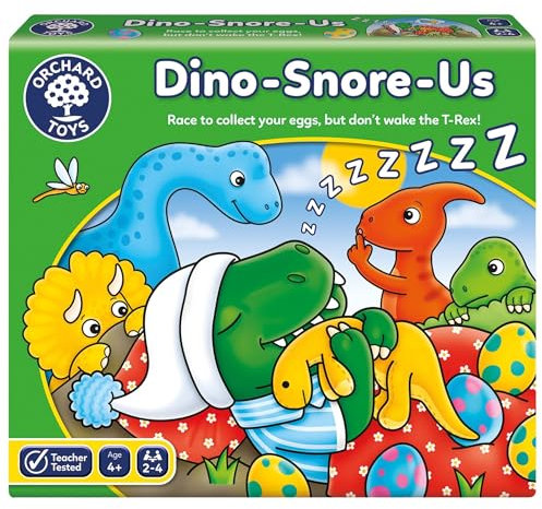 Orchard Toys Dino-Snore-Us Game, A fun Dinosaur Themed Board Game for ages 4+, Encourages Number and Counting Skills for Kids