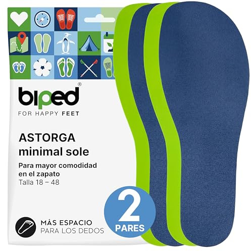 biped minimal sole ASTORGA - 2 paia di solette per scarpe minimaliste e barefoot - Solette in velluto morbido di alta qualità - Solette per scarpe barefoot per adulti e bambini(34)