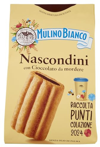 Mulino Bianco Biscotti Frollini Nascondini con Cioccolato da Mordere, Senza Olio di Palma, Colazione Ricca di Gusto, 330 g