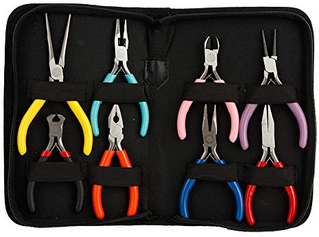 8pcs / set Mini alicates de acero Alicates largos y redondos de punta plana Alicates de joyería Kit de herramientas Herramientas de procesamiento de fabricación de joyas Suministros para reparación de