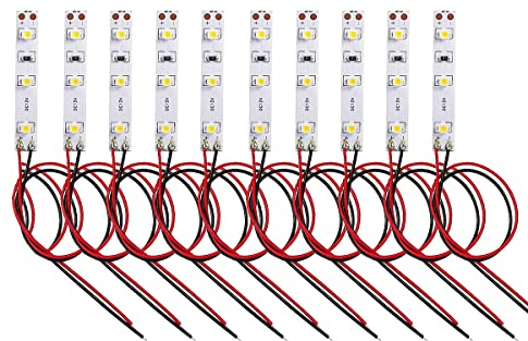 HUAZIZ 10 pcs 3-LED Hausbeleuchtung, 5cm Warmweiss mit Kabel 20cm 12-18V, Modellbau Led Beleuchtung, Modellbau Led Beleuchtung, modellbau beleuchtung modelleisenbahn beleuchtung