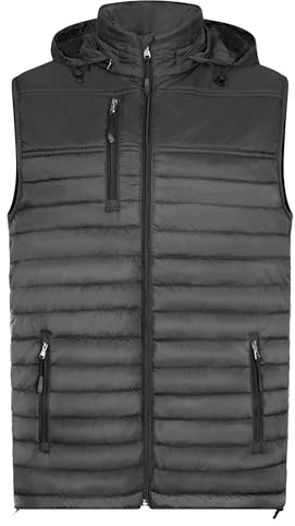HRM Veste Chauffante à Capuche Performance pour Hommes, Gris Foncé, Taille XL I Gilet de Plein air Homme, Commerce Équitable, 100 g/m² I En 100% Polyamide Léger et Résistant