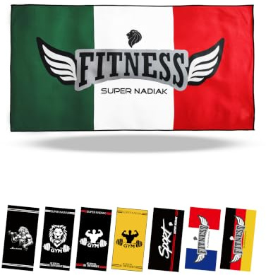 super NADIAK Toalla de Gimnasio Toalla de Microfibra compacta y Ligera Toalla de Microfibra Ideal para Sala de Pesas Toalla para Deportes Fitness Gimnasio (Fitness Italia)