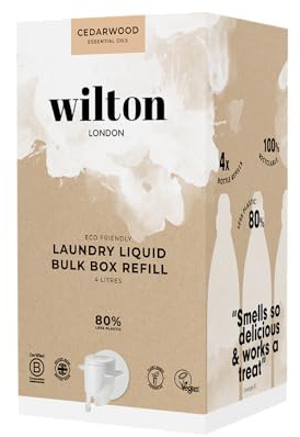 Wilton London Cedarwood Laundry Liquid Refill - 112 Washes - Non-Bio - Plant-based - Biodegradable Detergent - 100% Recylable - Less Plastic - Essential Oils - Make in UK - 4L