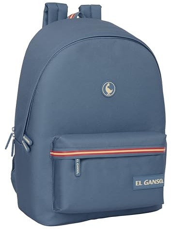 safta unisex - barn M820 El GANSO BASICS 15,6 tum och USB-datorryggsäck, perfekt för ungdomar i olika åldrar, återvunnet tyg, bekvämt och mångsidigt, kvalitet och styrka, 31 x 18 x 44 cm, blå färg