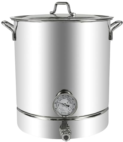 304 Edelstahl Heimgebrauchskessel, 30-60L Kochtopf Mit Ventil, Doppelte Filtrierung, Thermometer Und Filter Brühgruppe (Silber),30L