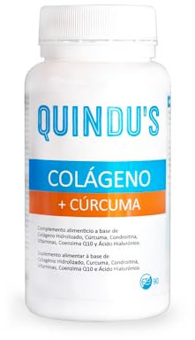 QUINDU'S - Colágeno Hidrolizado con Cúrcuma y Ácido Hialurónico para Articulaciones y Huesos | 90 Comprimidos | Complementos Alimenticios Saludables | Colágeno Hidrolizado Puro | con Vitamina A, C y Q