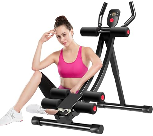 JOBUR Ab Machine Femme Exerciseur d'abdominaux à domicile 308lbs Compresseur d'abdominaux pliable Appareil de musculation pour abdominaux à 4 vitesses ajustables avec écran LCD