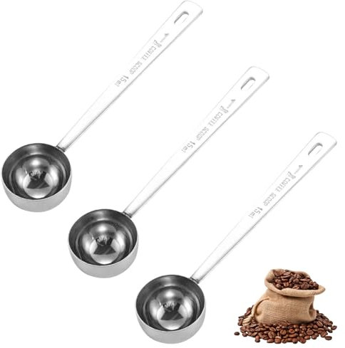 3 Pcs Tablespoon Measuring Spoon,Coffee Scoop,Ground Scoops,Powder Protein Tablespoons,15 ml Stainless Steel,Long Handled Handle,Large and Wide Tops,Easy-Washing,for Loose Tea,Milk Brewin,Fruit,Others