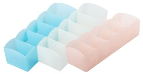 LOLIPPYY Scatola di Plastica per Biancheria Intima Impilabile 5 Scomparti, Organizer per Calzini e Mutande, Custodia Multi-griglia Salvaspazio per Armadio e Cassetti, Set da 3 Colori Diversi