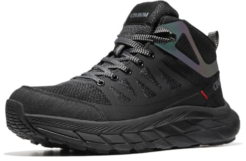 CIVHOM Mid-Top Hiking Boots for Men - Lightweight Athletic Trail Shoes, Breathable Upper with Reflective Design, Thick EVA Midsole & Durable Outsole, Black Outdoor Hiking Footwear(285)