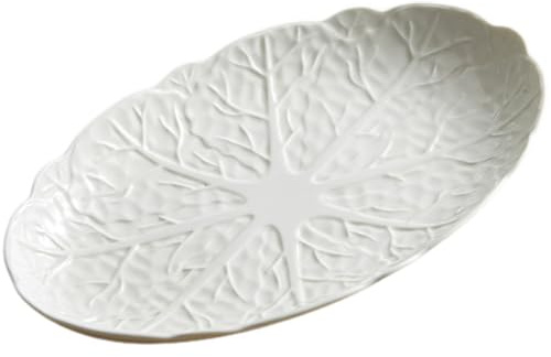 LALADEFIEE Assiette à Poisson En Céramique 30 Cm Relief Chou Chinois, Plat De Service Multifonction Résistant Aux Chocs, Pour Maison Et Restaurant, Assiette De Poisson Cuit à La Vapeur