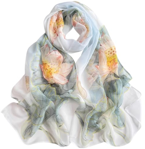 FAIRYGATE Scarf Gifts for Women Flower Floral Print Women's Scarves & Wraps Georgette Chiffon Shawl for Women Wedding Evening Scarfs
