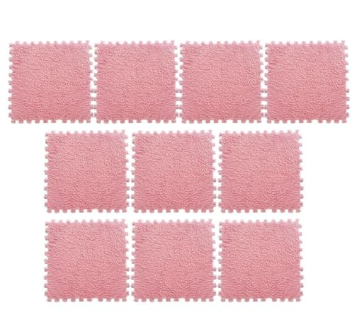 Alfombra de Rompecabezas de Felpa, Alfombra Puzzle Alfombra De Espuma 10 Piezas Multicolor 30x30cm(Color 3)