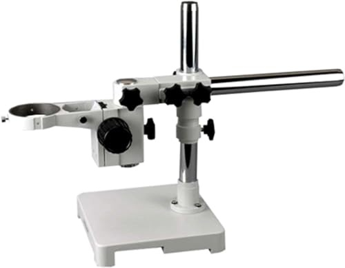 AmScope Saw Weißer Einarmiger Auslegerständer für Stereomikroskope - Stahlarm, Rohrhalterung, 76-mm-Fokusblock