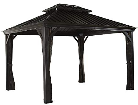 Sojag Stahl-Pavillon 3x4 m Messina Garten-Pavillon Terasse-n-Überdachung Aluminium-Pavillon Gazebo Pavillion Sonnenschutz Moskitonetz wasserdicht stabil robust wetterfest langlebig Winterfest grau