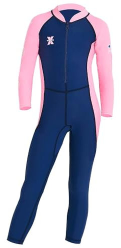 DIVE & SAIL Kinder Badeanzug UPF 50+ UV Sonnenschutz Einteiler Langarm Sonnenanzug Stretch Bademode Navy XL