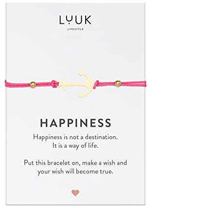 LUUK LIFESTYLE Braccialetto in filigrana con pendente ancora, 24cm, idea regalo per donna, ragazza, simbolo di fortuna e amicizia, idea compleanno, oro