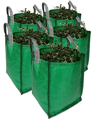 Garden Waste Bags - 120 Litre - 1 to 5 Sacks - PREMIUM GRADE - Industrial Fabric and Handles - Heavy Duty Garden/Green Waste Sacks (5 sacks)
