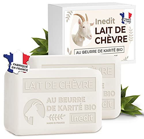 Savon Lait De Chevre Savon Visage - Produit Naturel Au beurre De Karité - Masque Peau Sensible - 2 Savons Français (200g) (Lait de Chèvre au Beurre de Karité)