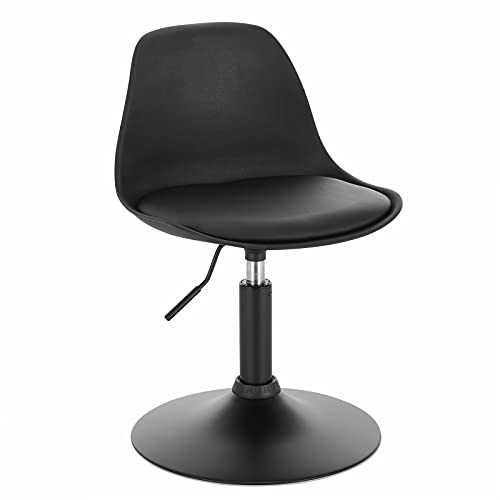 WOLTU 1er Set Verstellbarer Sitzhocker Stuhl Arbeitshocker Bürohocker Esszimmerstuhl Schminkhocker Homeoffice Kommerzieller Shop Mehrzweck PU Schwarz Sitz 39,5-50,5cm Hoch BH304sz-1