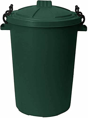 M1SS 50 Litre Heavy Duty Plastic Clip Lock Lid Bin Indoor or Outdoor Rubbish, Waste or Storage of Animal Feed. (Dark Green)