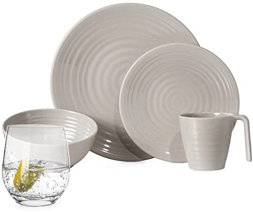 Vaisselle de camping en mélamine pour 4 personnes, 16 pièces + verres Tiamo, verres à eau, vaisselle de pique-nique, barbecue