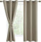 DWCN Vorhang Blickdicht mit Ösen 2 Stücke Verdunkelungsgardinen Thermogardine Vorhänge Dunkel Thermogardine Verdunkelung für Wohnzimmer Schlafzimmer, Taupe, 137x117cm(HxB)
