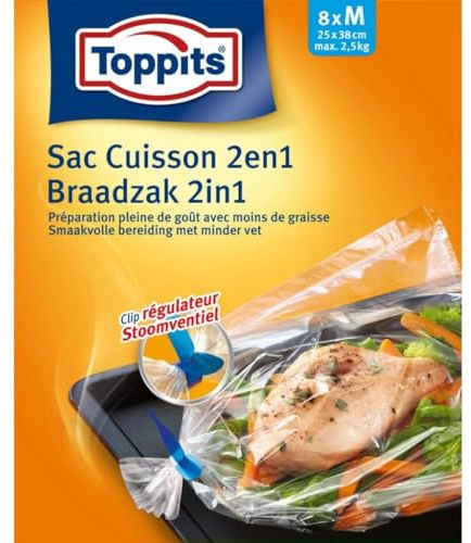 Toppits 2in1 Brat- und Dampfbeutel M 8 Stück