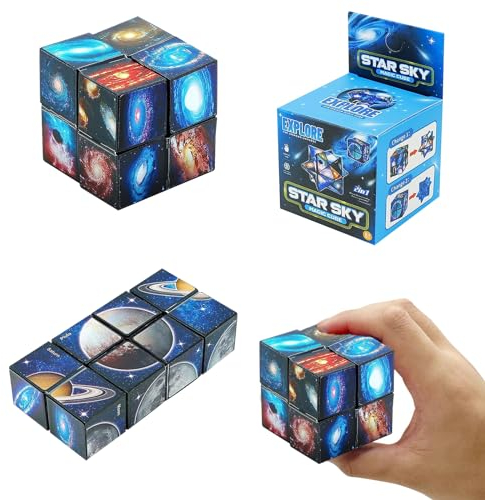 MisFun Cube Magique, Cube, Cube Infini, Cube Magique Ciel Étoilé 2 en 1, 3D Puzzle Cube, Creative Decompression Transforming Cubes, pour Jeu D'entraînement Cérébral ou Cadeau de Vacances