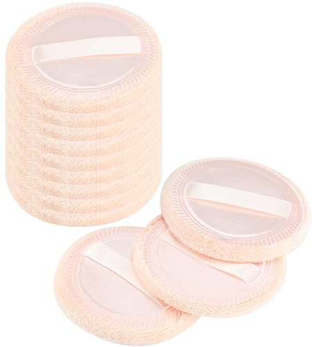 Senkary 12 Pieces Face Powder Puffs Cotton Makeup Pads Soft Compact Puffs for Loose Setting Pressed Powder, 2.36 Inch (Beige)