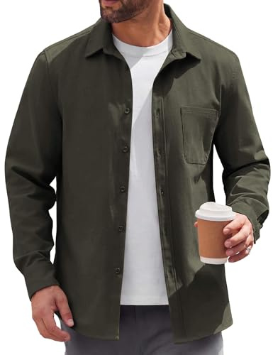 COOFANDY Mens Lightweight Button Down Shirt Jacket Casual Shacket Overshirt
