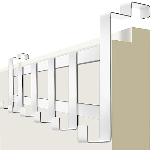 4smile Türgarderobe zum Einhängen, weiß - Edelstahl Türgarderobe Innenseite, platzsparende Türhaken zum Einhängen - Stabile Türhaken Innenseite, Türhakenleiste für die Rückseite der Tür