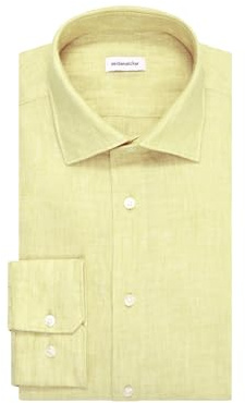 Seidensticker Camicia da Uomo Business – Slim Fit – Soft – Colletto Kent – Maniche Lunghe – 100% Lino, Giallo., 45