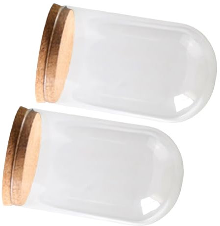 KASFDBMO 2 Petites Cloche en Verre Dôme avec des Cloches Verre Base en LIK