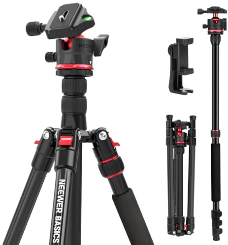 NEEWER Basics 72'' Trépied Monopode de Voyage pour Appareil Photo，Support Compact et Léger pour d'enregistrement vidéo Portable, Rotule Arca, Compatible avec iPhone Portable,Max Load 13.2 LB, TP14B
