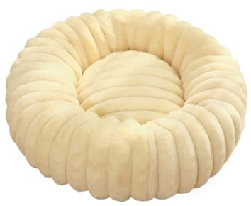 EUIYCBA Cuccia rotonda per cani di taglia grande, divano letto per gatti, caldo e invernale, lavabile, ortopedico per tutte le stagioni, con fodera rimovibile (CW0054, bianco sporco, 50 cm)