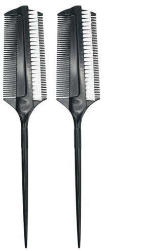 Mobestech Spazzola Doppia per Tintura Chioma 2 Pezzi Pettine per Applicazione Tinta e Trattamento, Design in Plastica Nero, per Uso Domestico e Salone Professionale